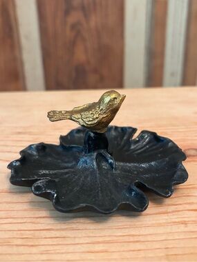 Metal Gold and Black Bird Trinket Dish - Decorative Pet Bird Accent